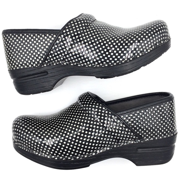 dansko polka dot clogs